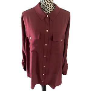 Charter Club women Blouse 4X Light Academia Red NEW Minimalist Career